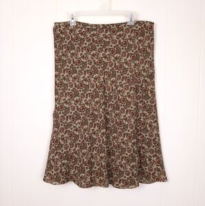 Sundance 100% silk floral midi skirt lightweight lined boho cottagecore country